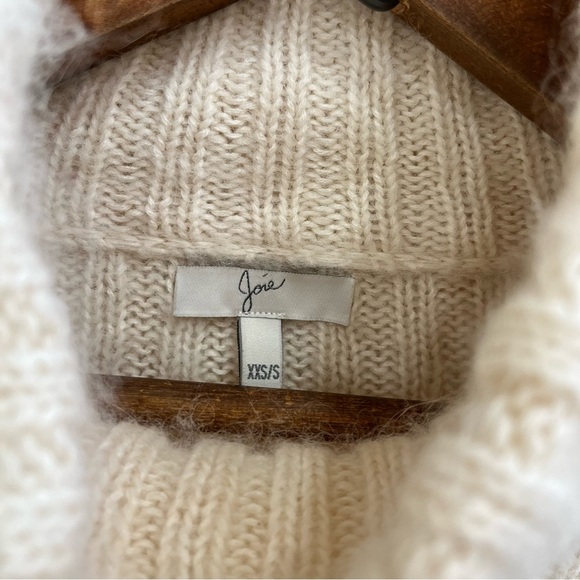 Joie cotton alpaca cream ribbed knit tunic sweater buttoned sides size XXS/S - Picture 7 of 8